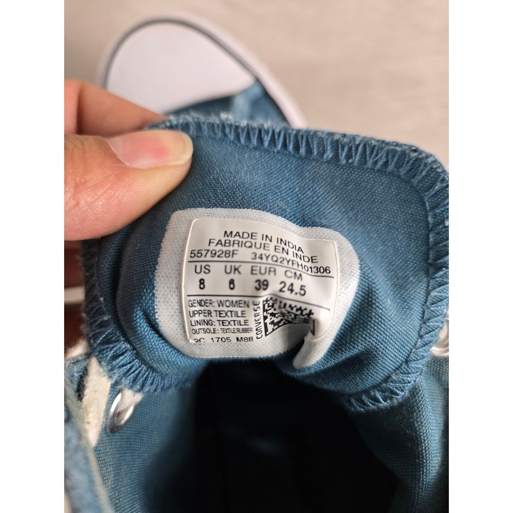 Converse Chuck Taylor All Star Blue Velvet High Top Sneakers 557928F Womens 8 - Picture 10 of 10